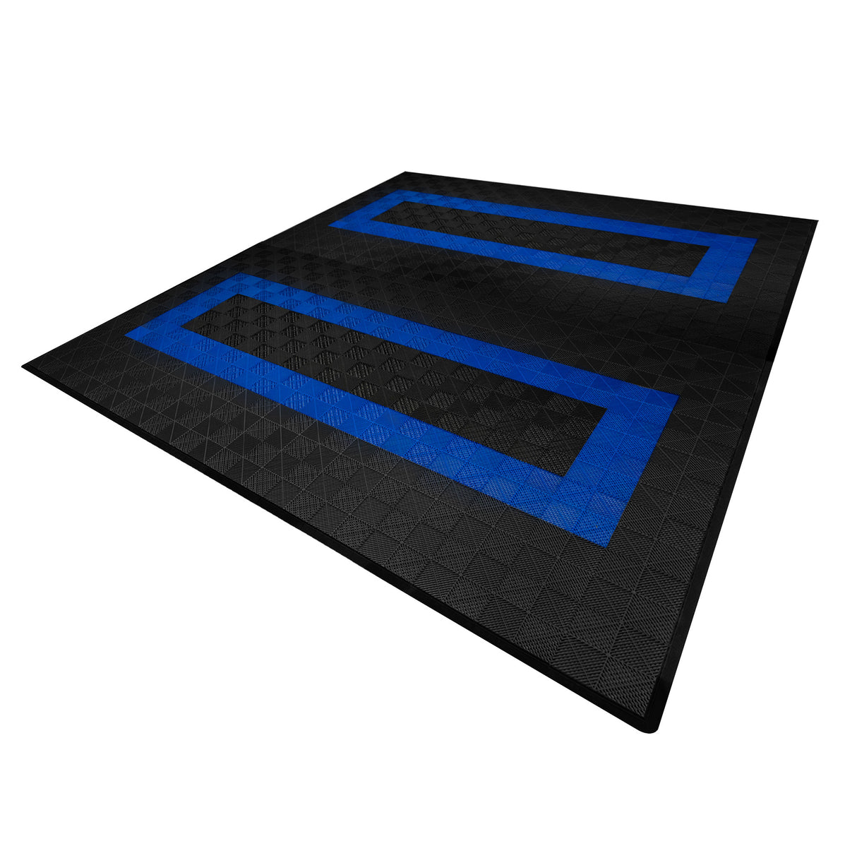 Geventileerde Kliktegels 6m x 6m voor Garage en Werkplaatsen, Antislip - 165 Zwart en 60 Blauw