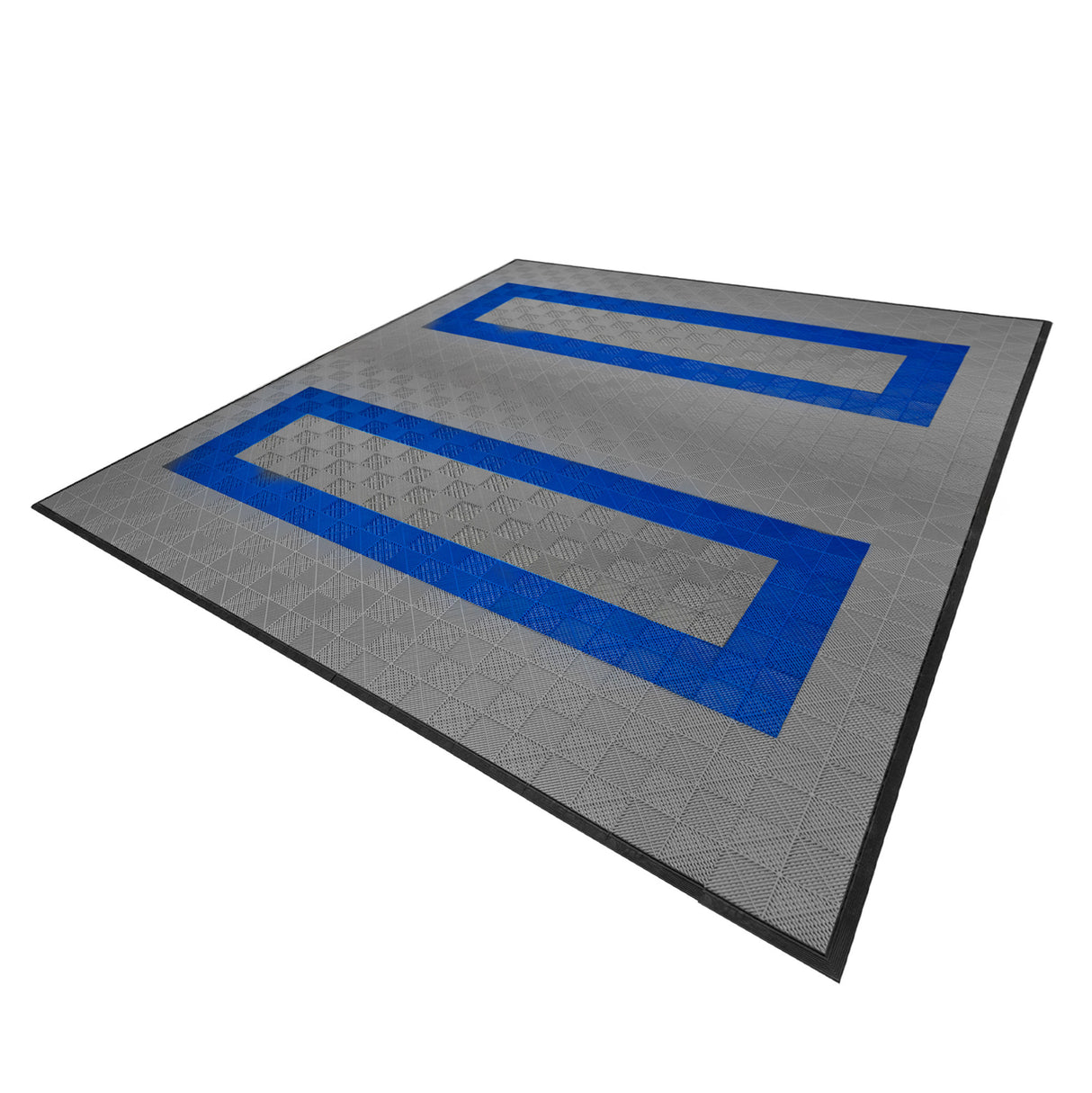 Geventileerde Kliktegels 6m x 6m voor Garage en Werkplaatsen, Antislip - 165 Grijs en 60 Blauw