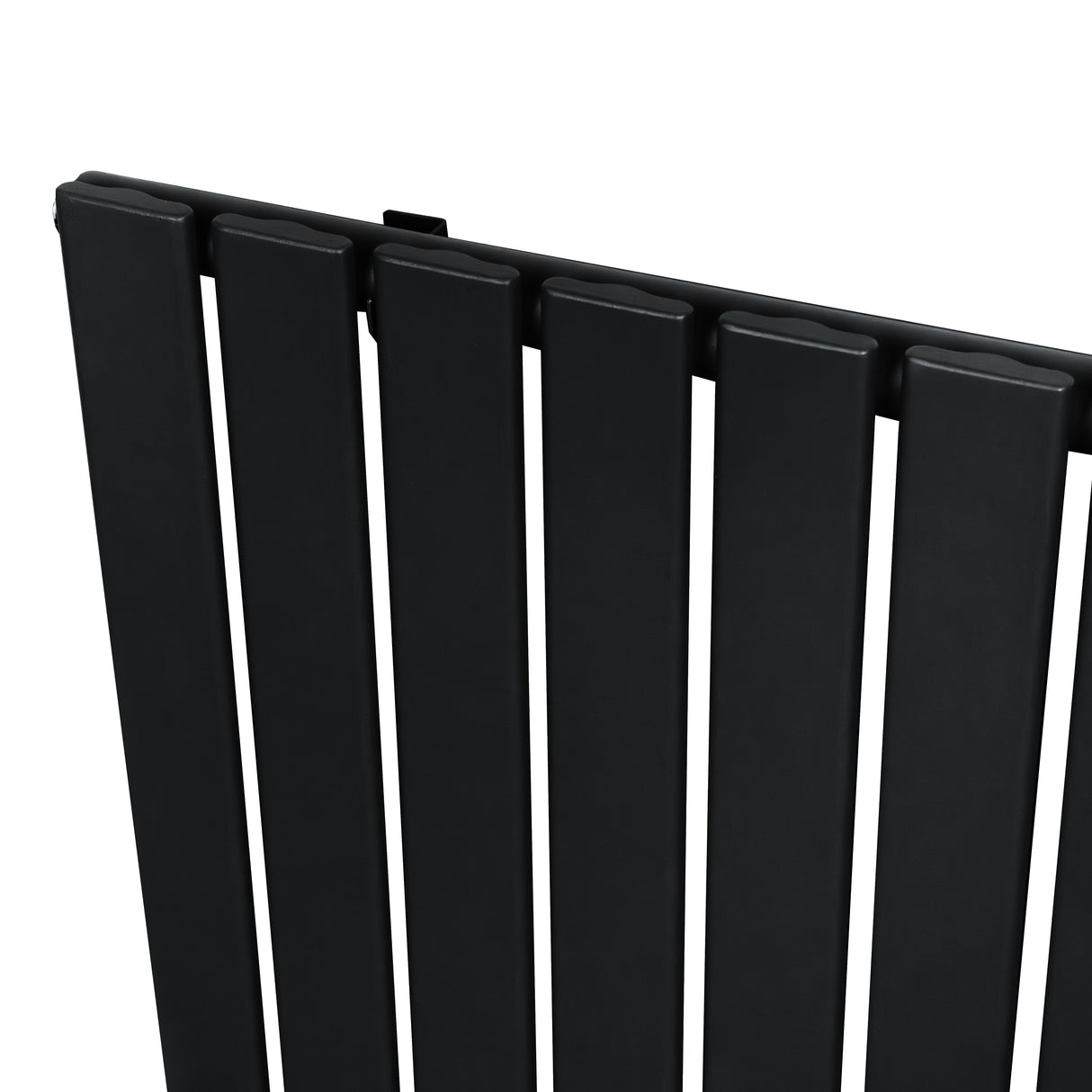 Zwarte design radiator met vlakke panelen en één kolom, 1600 x 560 mm, met een strakke, moderne uitstraling en gladde afwerking