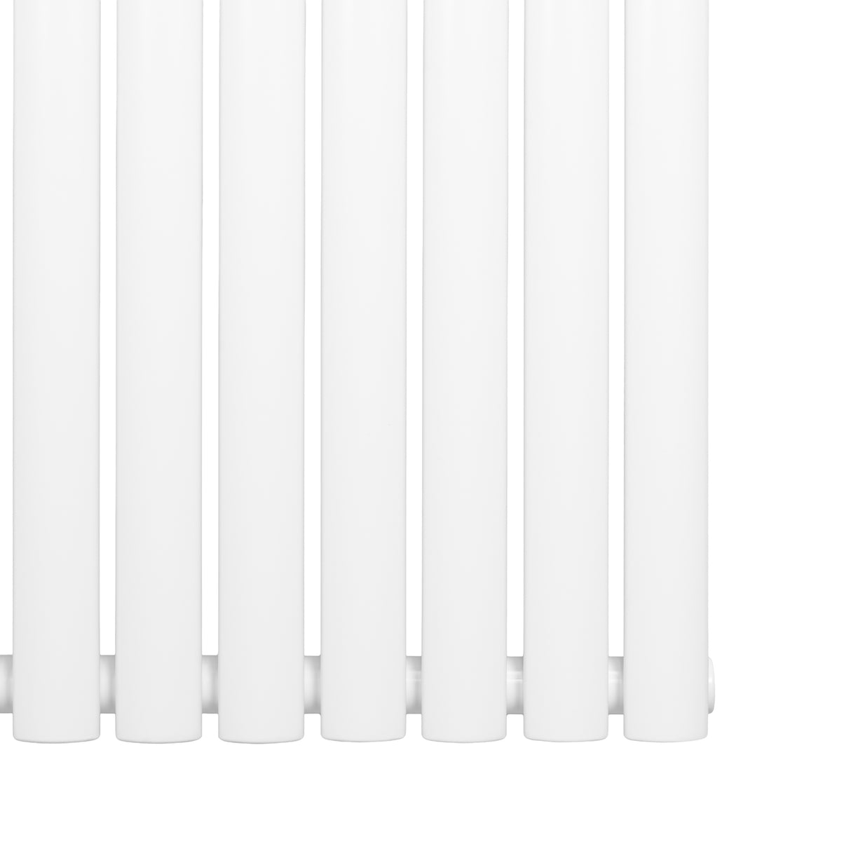 Ovale design radiator met één kolom, 600 mm x 600 mm, strak en modern in wit, met een gladde, glanzende afwerking