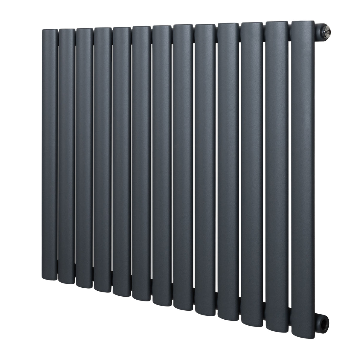 Ovale design radiator met één kolom in antracietgrijs, 600 mm x 780 mm, met een strakke, moderne uitstraling en gladde afwerking