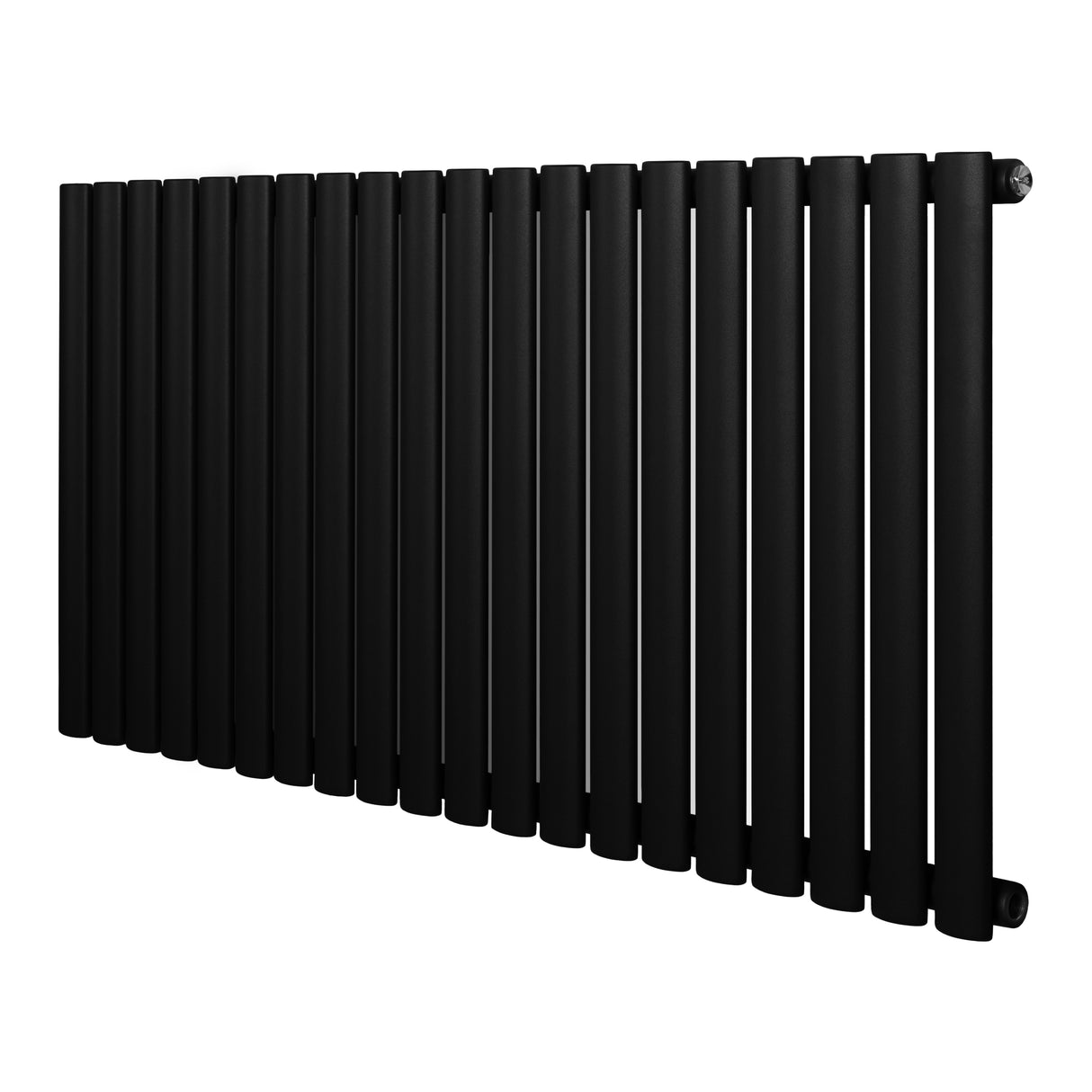 Ovale zwarte designradiator met één kolom, 600 mm x 1200 mm, met een strakke, moderne uitstraling en gladde afwerking