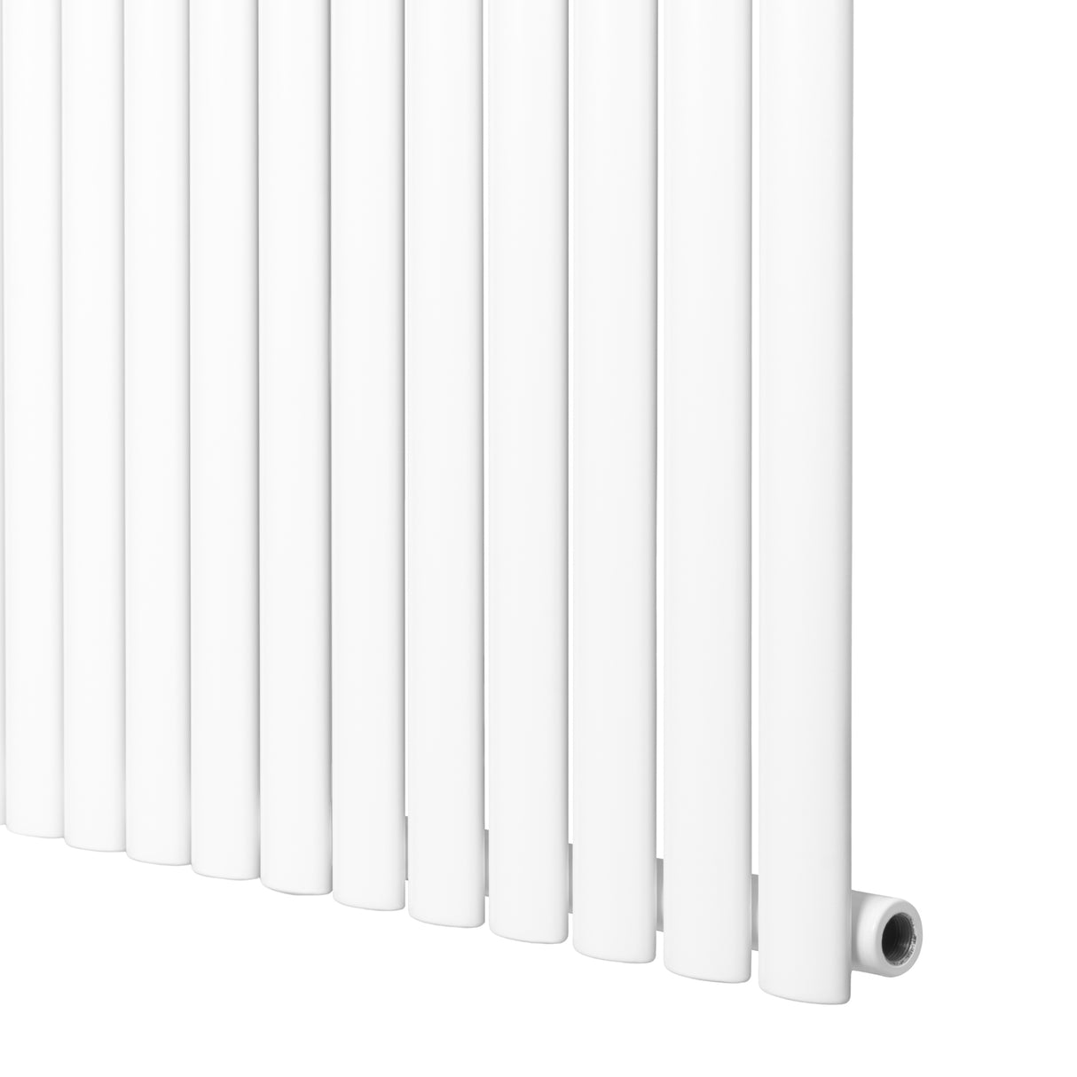 Ovale design radiator met één kolom, 600 mm x 1440 mm, strak en modern in wit, met een gladde, glanzende afwerking