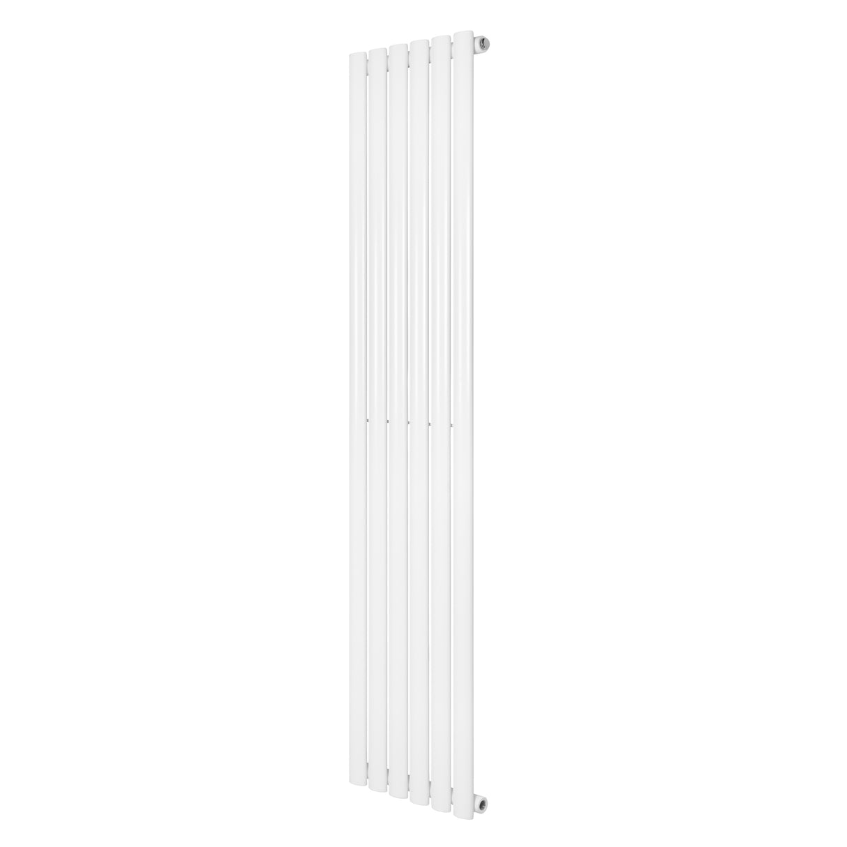 Ovale witte designradiator met één kolom, 1600 mm hoog en 360 mm breed, met een strakke, moderne afwerking en gladde textuur