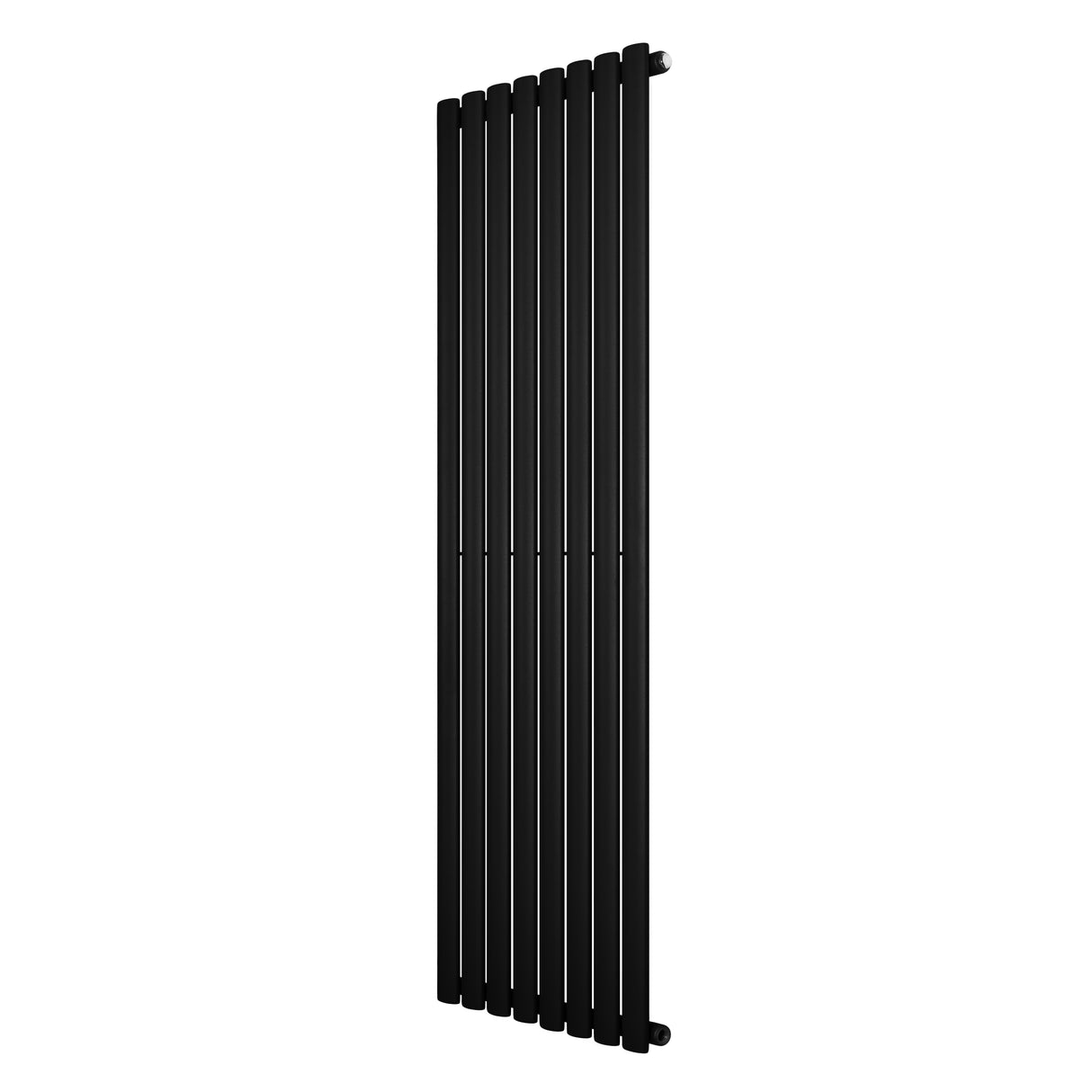 Ovale zwarte design radiator van 1600 mm x 480 mm met een moderne, slanke vorm en gladde afwerking voor een eigentijdse uitstraling