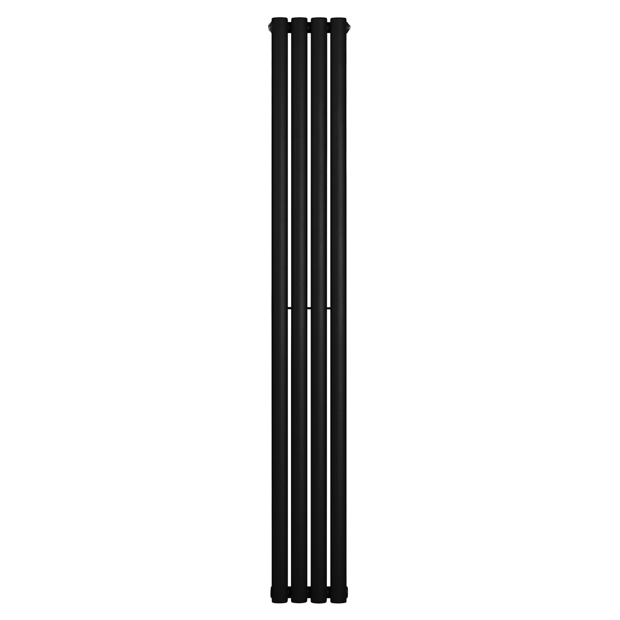 Ovale zwarte design radiator met één kolom, 1800 mm hoog en 240 mm breed, met een strakke, moderne uitstraling en gladde afwerking