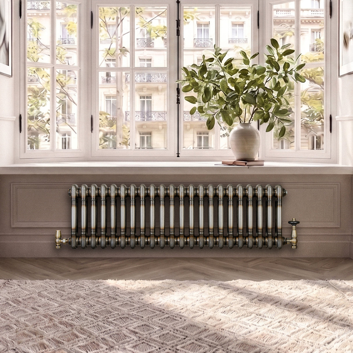 Traditionele Radiator - 2-Kolom - 300 x 1010 mm - Ruw Metaal