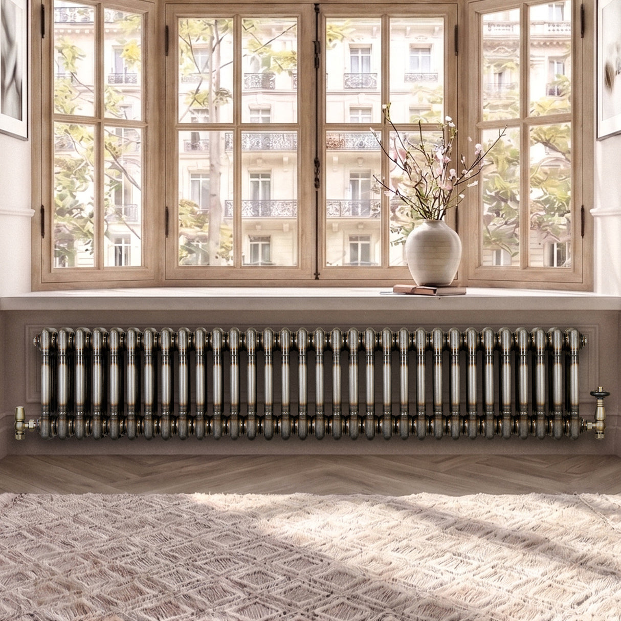 Traditionele Radiator - 3-Kolom - 300 x 1460 mm - Ruw Metaal