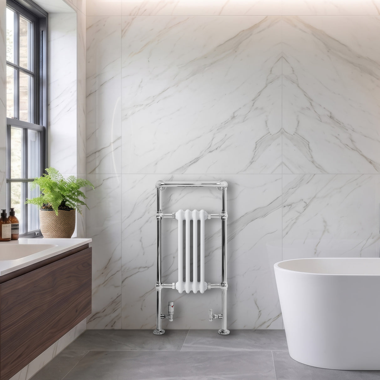 Klassieke Radiator met Verwarmde Handdoekrek - 950 mm x 480 mm - Wit