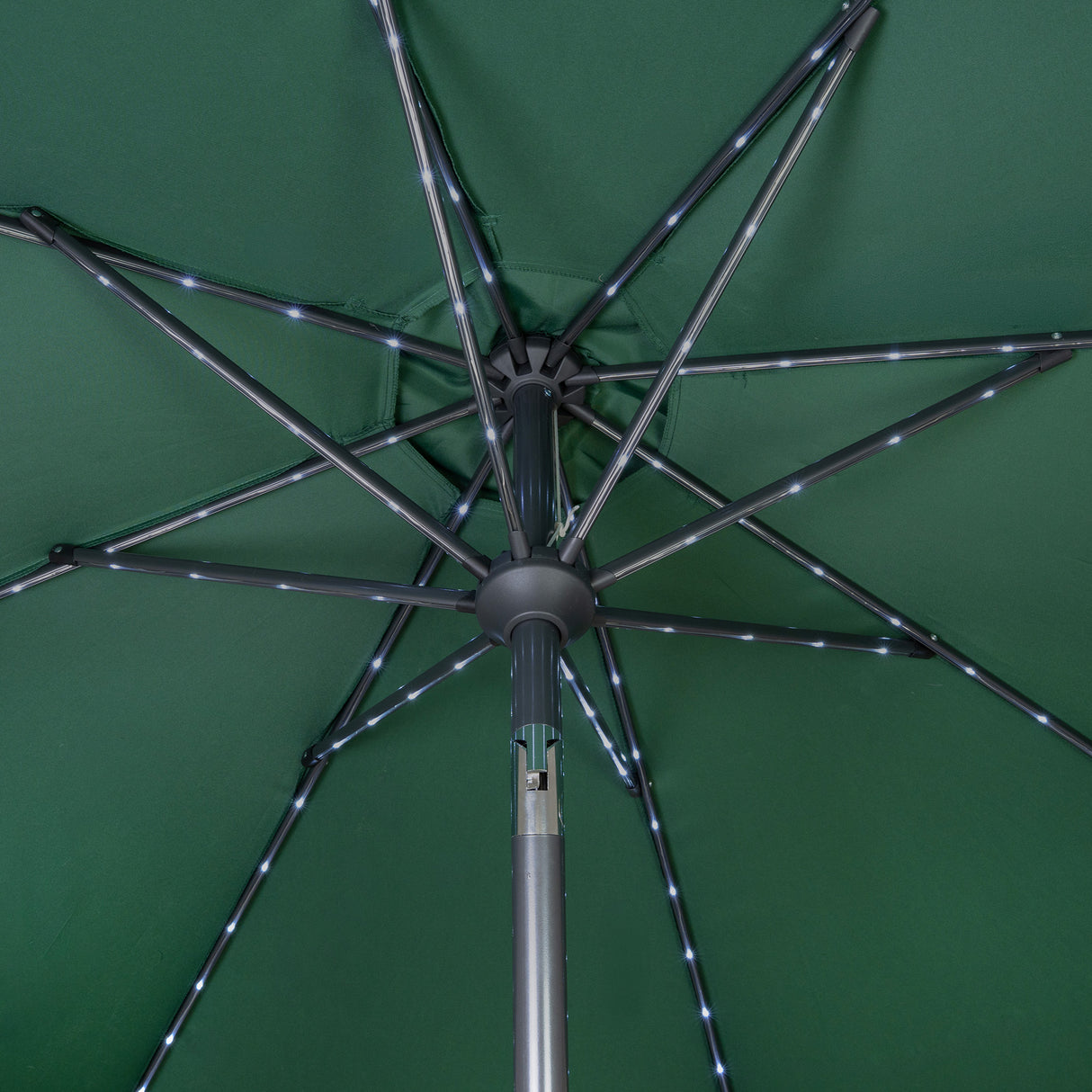 LED Kantelbare Stokparasol 2.7 m met Parasolvoet - Groen