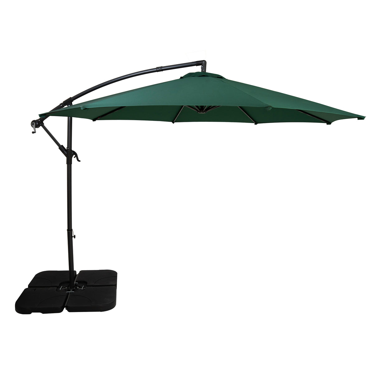 Zweefparasol 3 m met Vierkante Parasolvoet - Groen
