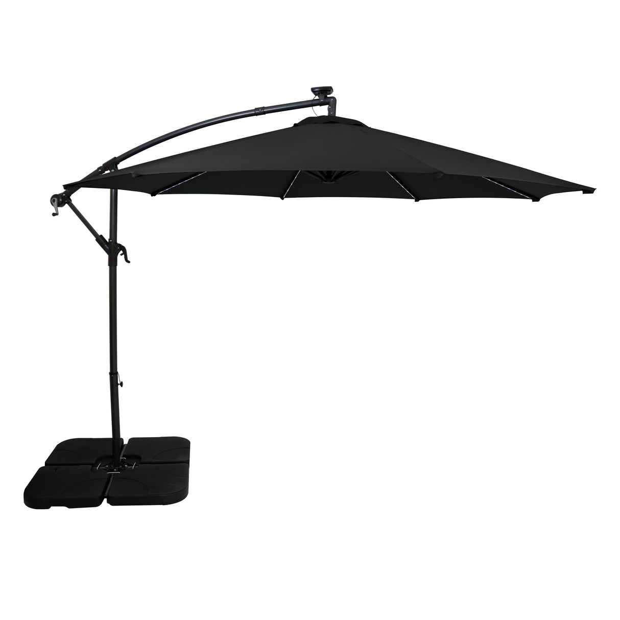 LED Zweefparasol 3 m met Vierkante Parasolvoet - Zwart