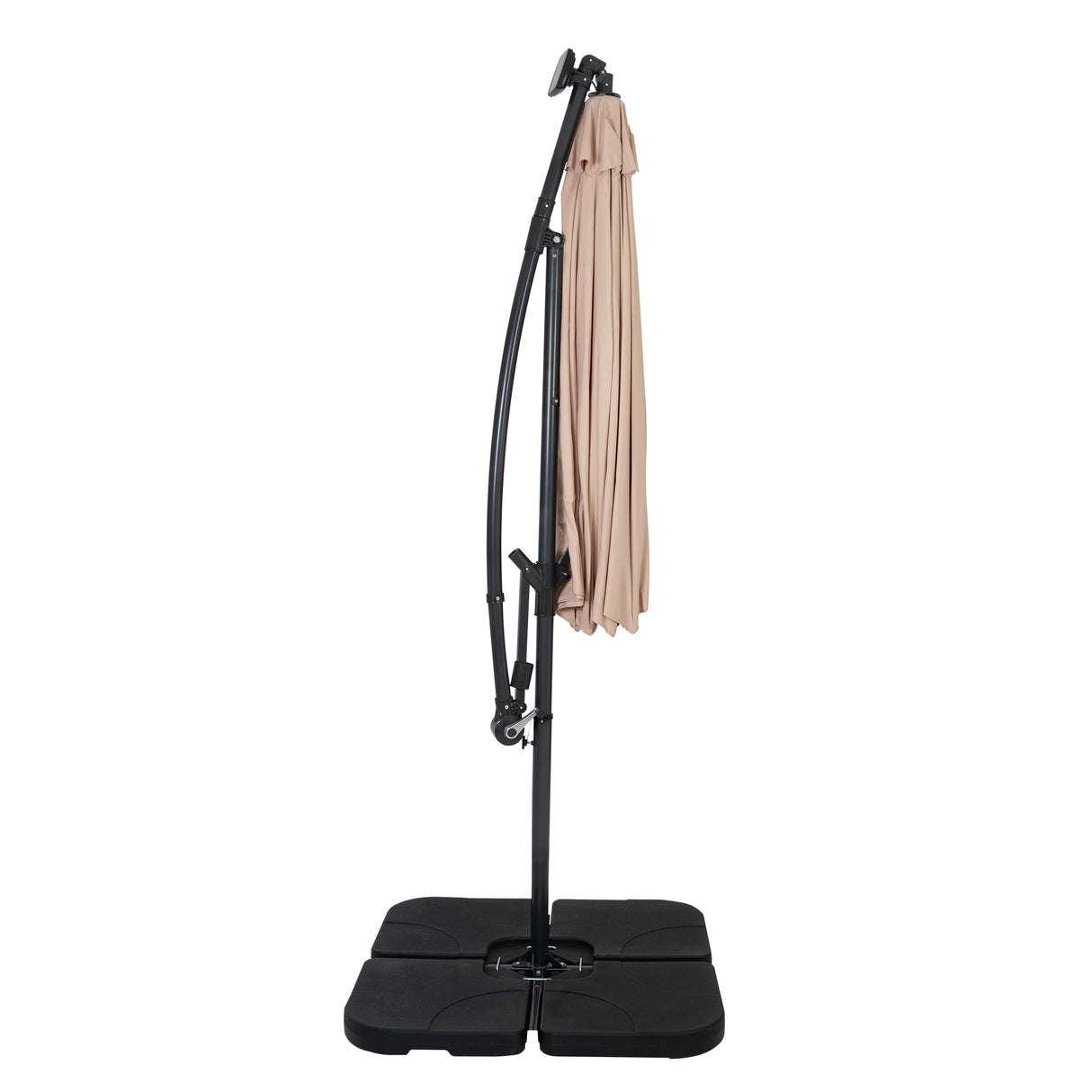 LED Zweefparasol 3 m met Vierkante Parasolvoet - Beige