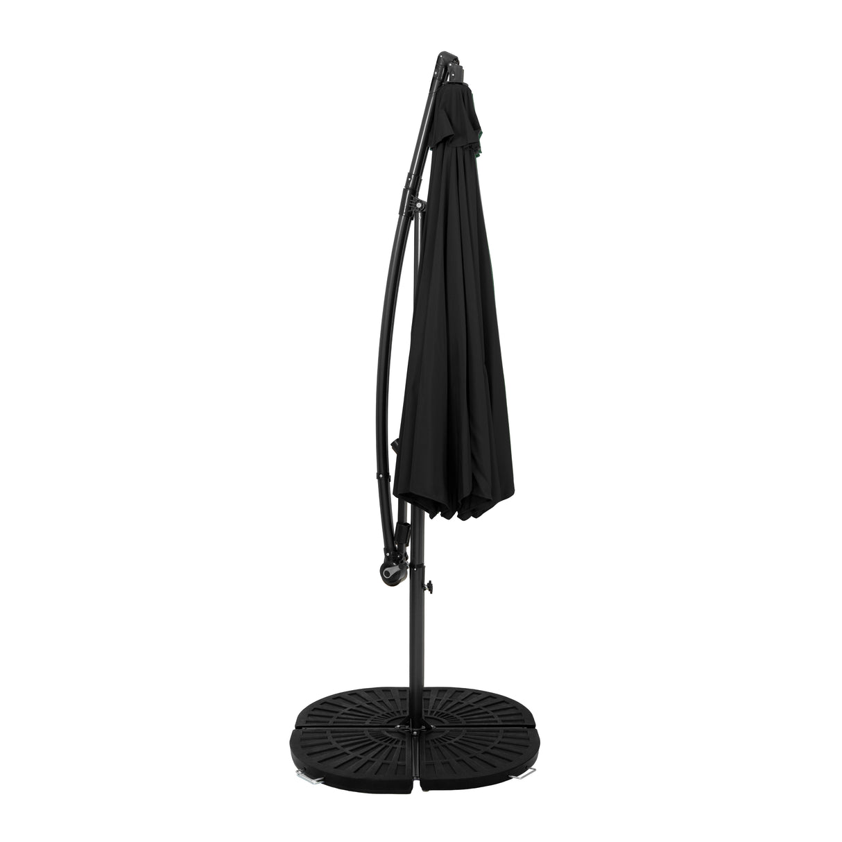 Zweefparasol 3 m met Halfrond 2-Delige Parasolvoet - Zwart