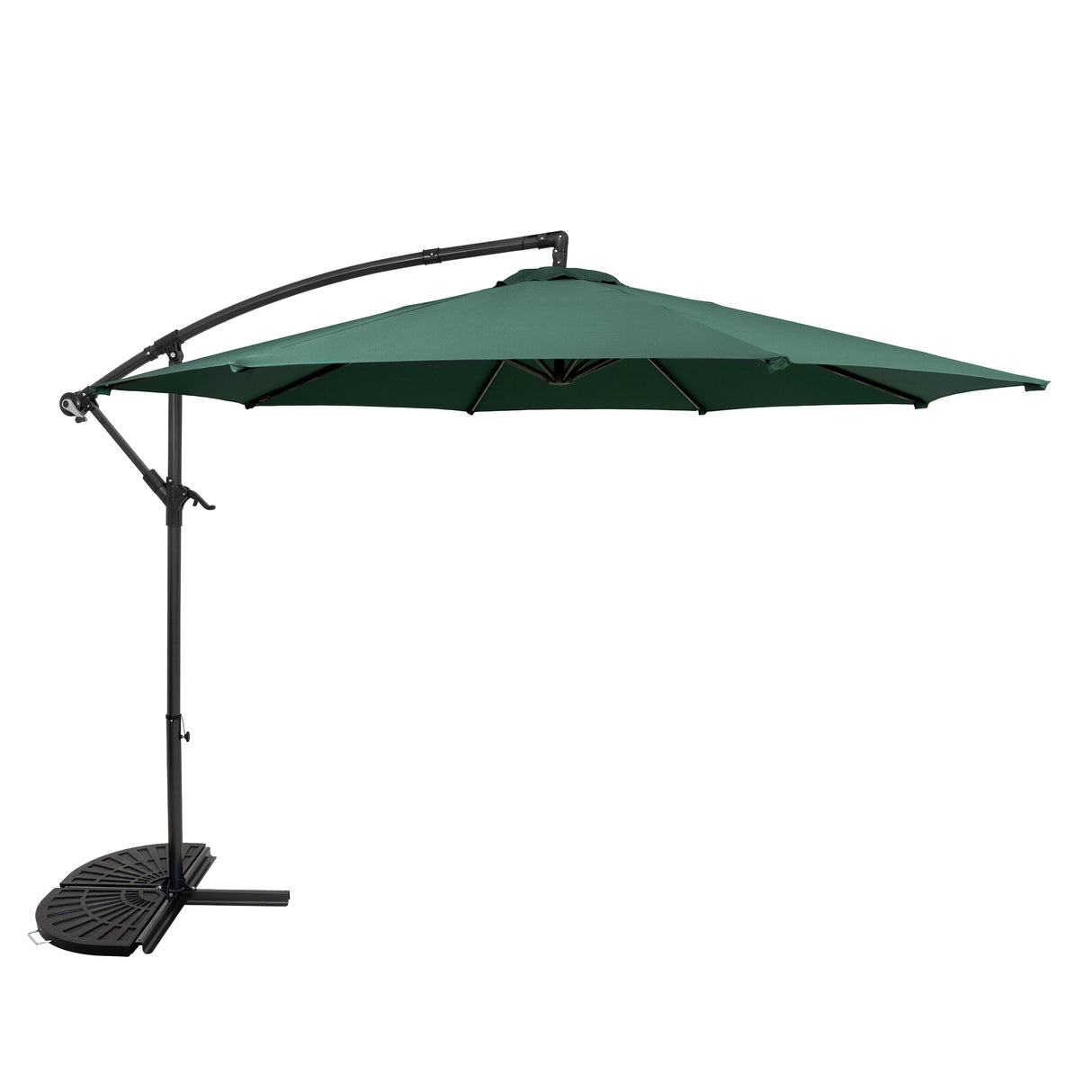 Zweefparasol 3 m met Halfrond 2-Delige Parasolvoet - Groen