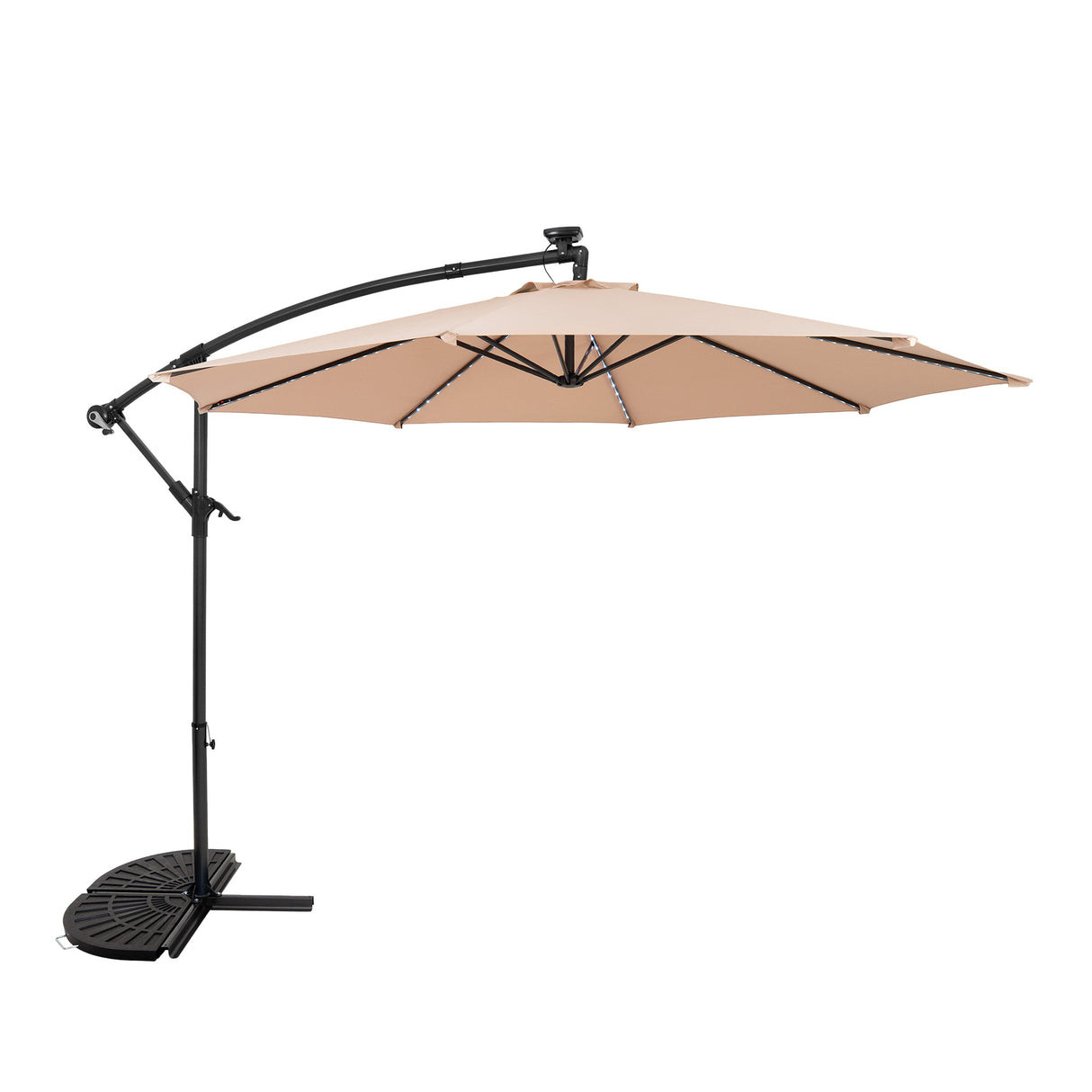 LED Zweefparasol 3 m met Halfrond 2-Delige Parasolvoet - Beige