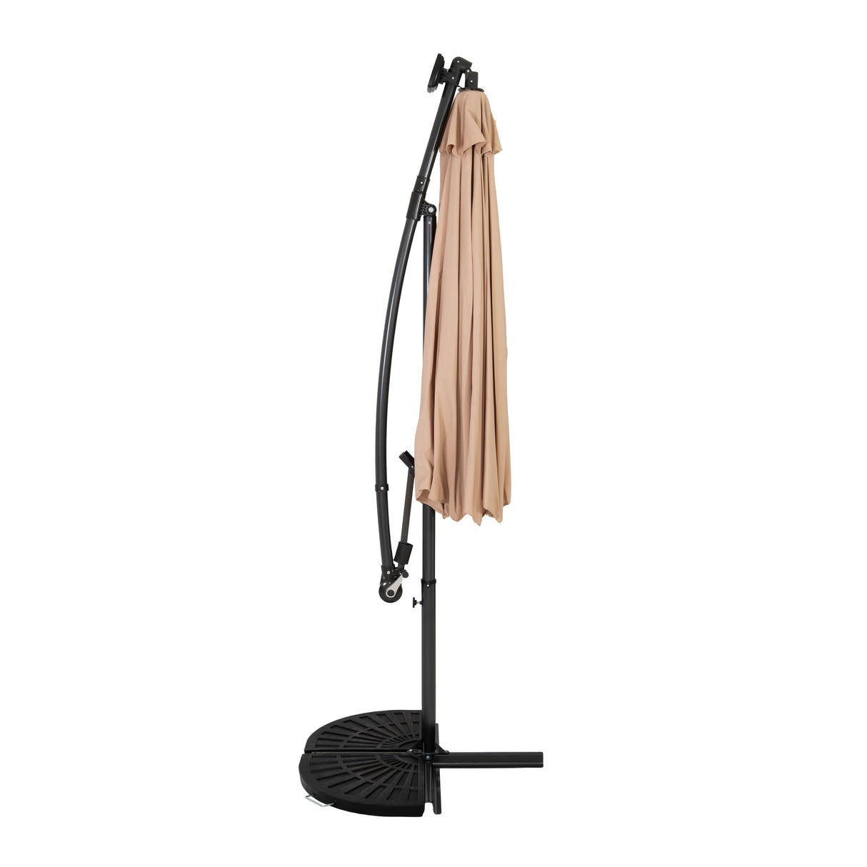 LED Zweefparasol 3 m met Halfrond 2-Delige Parasolvoet - Beige