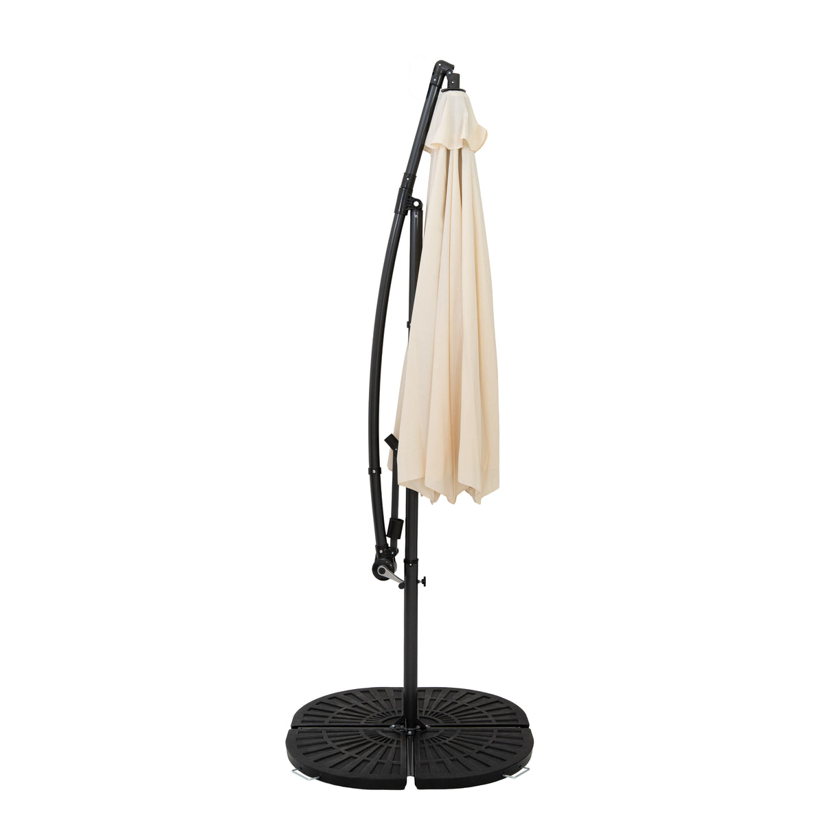 Zweefparasol 3 m met Rond 4-Delige Parasolvoet - Crème