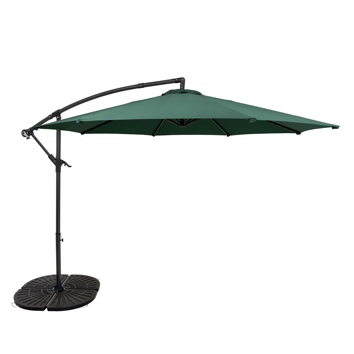 Zweefparasol 3 m met Rond 4-Delige Parasolvoet - Groen
