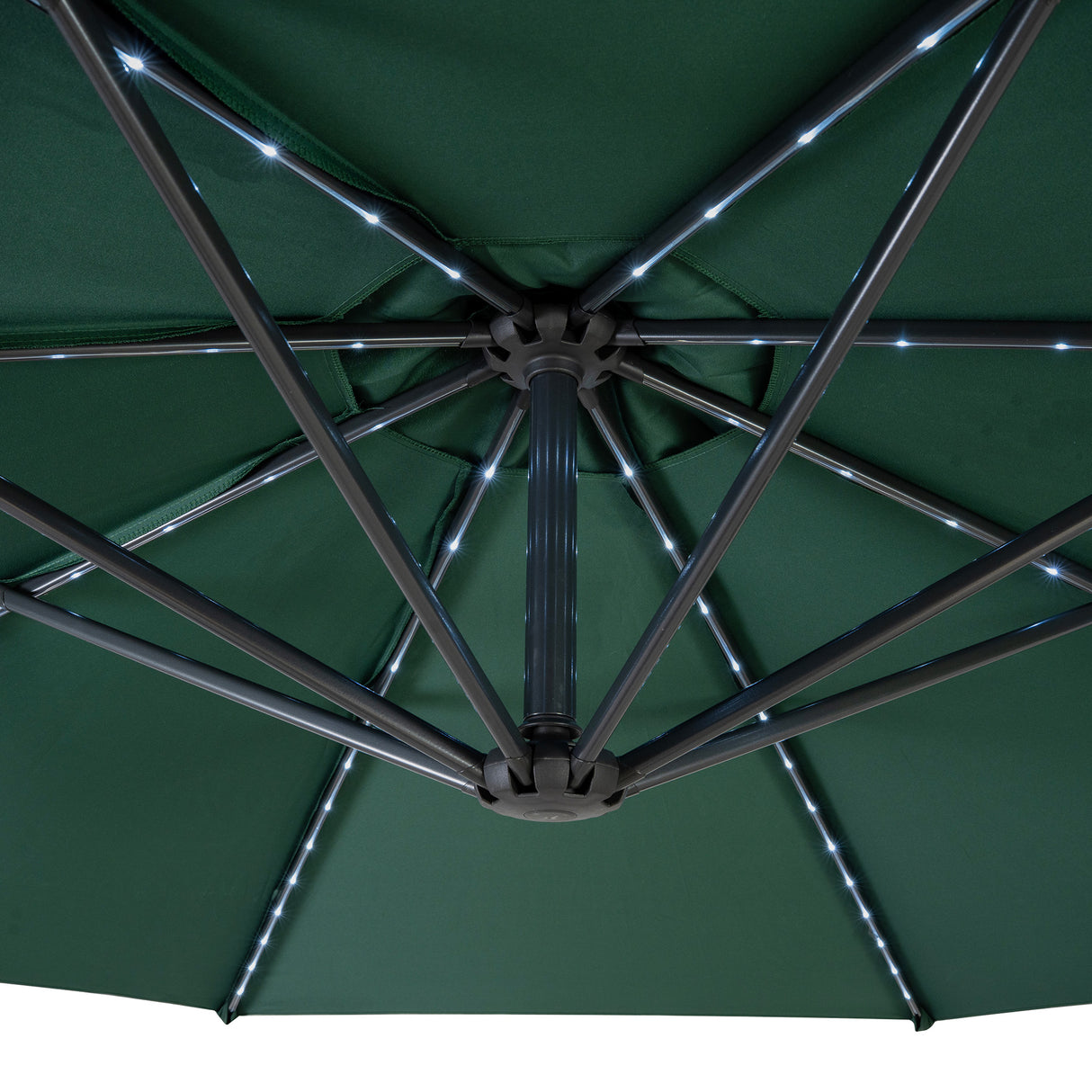 LED Zweefparasol 3 m met Rond 4-Delige Parasolvoet - Groen