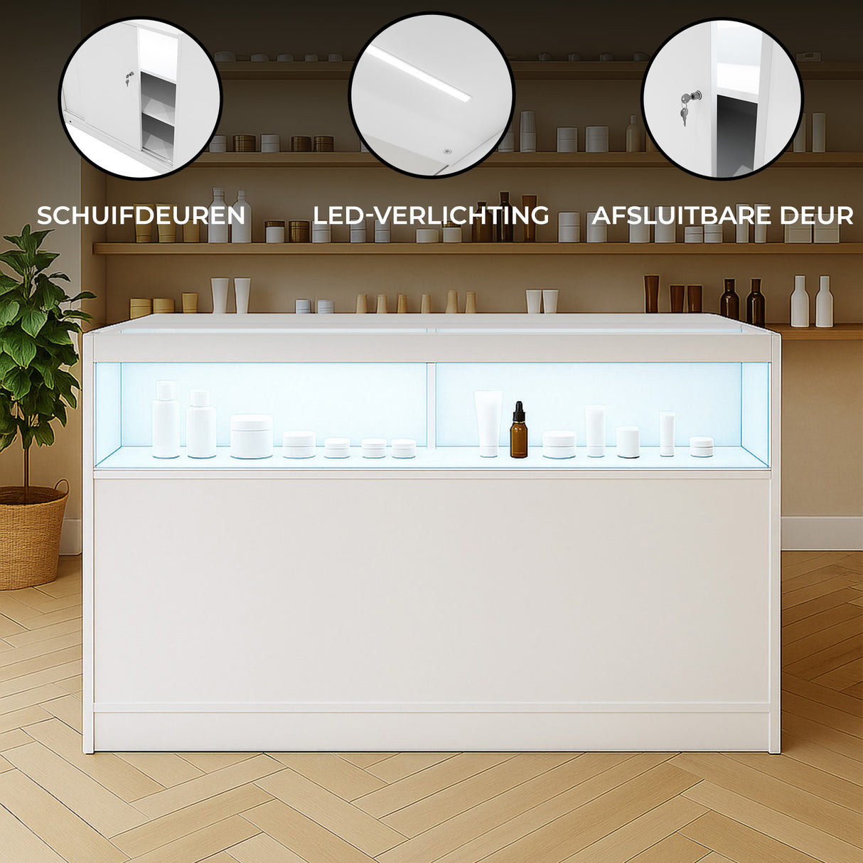 LED Detailhandel Winkel Toonbank B1500 - Wit