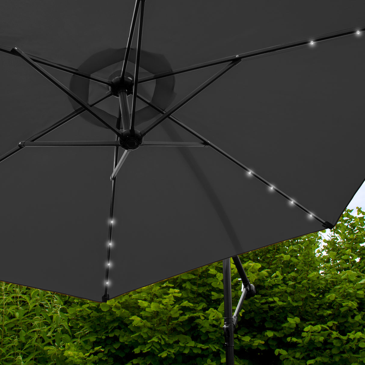 Grijs 3m LED Zweefparasol met Voet