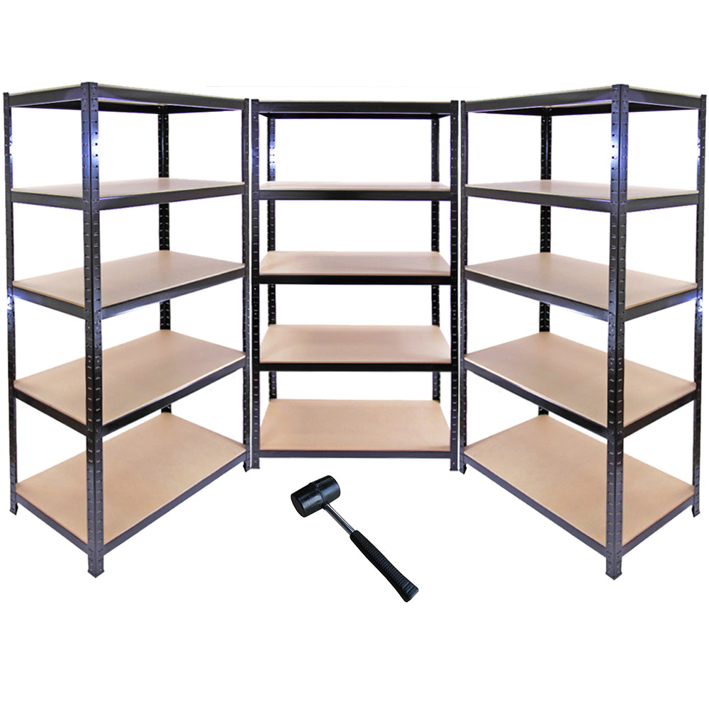 Monster Racking T-Rax Magazijn & Garage Metalen Schappen, Zwart, 90cm B, 45cm D, Set van 10