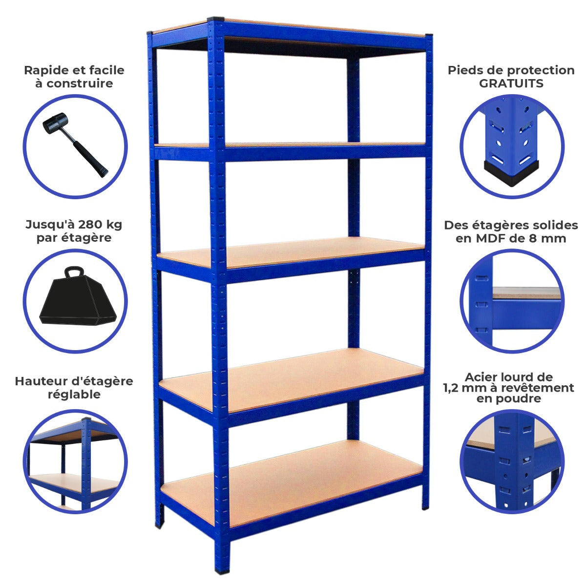 T-Rax Stellingkast - 90x45x180 cm - Blauw