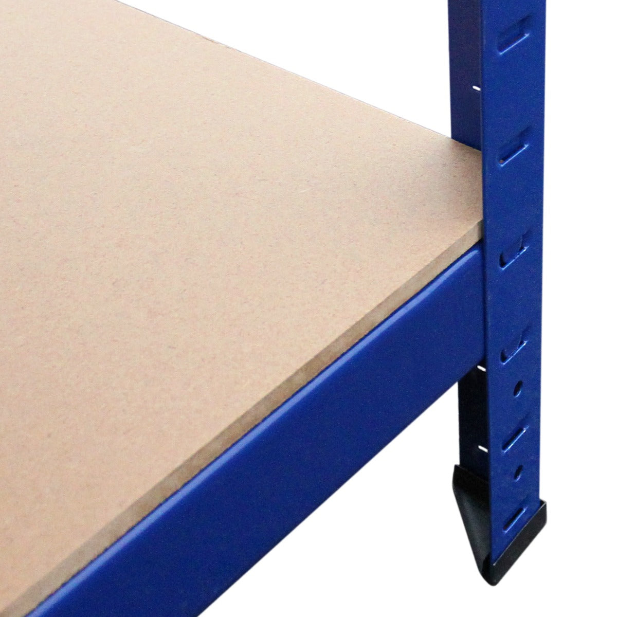 Blauwe metalen stellingkast met een stevige MDF-plank, perfect voor opslag, met een hoogte van 180 cm en een diepte van 45 cm