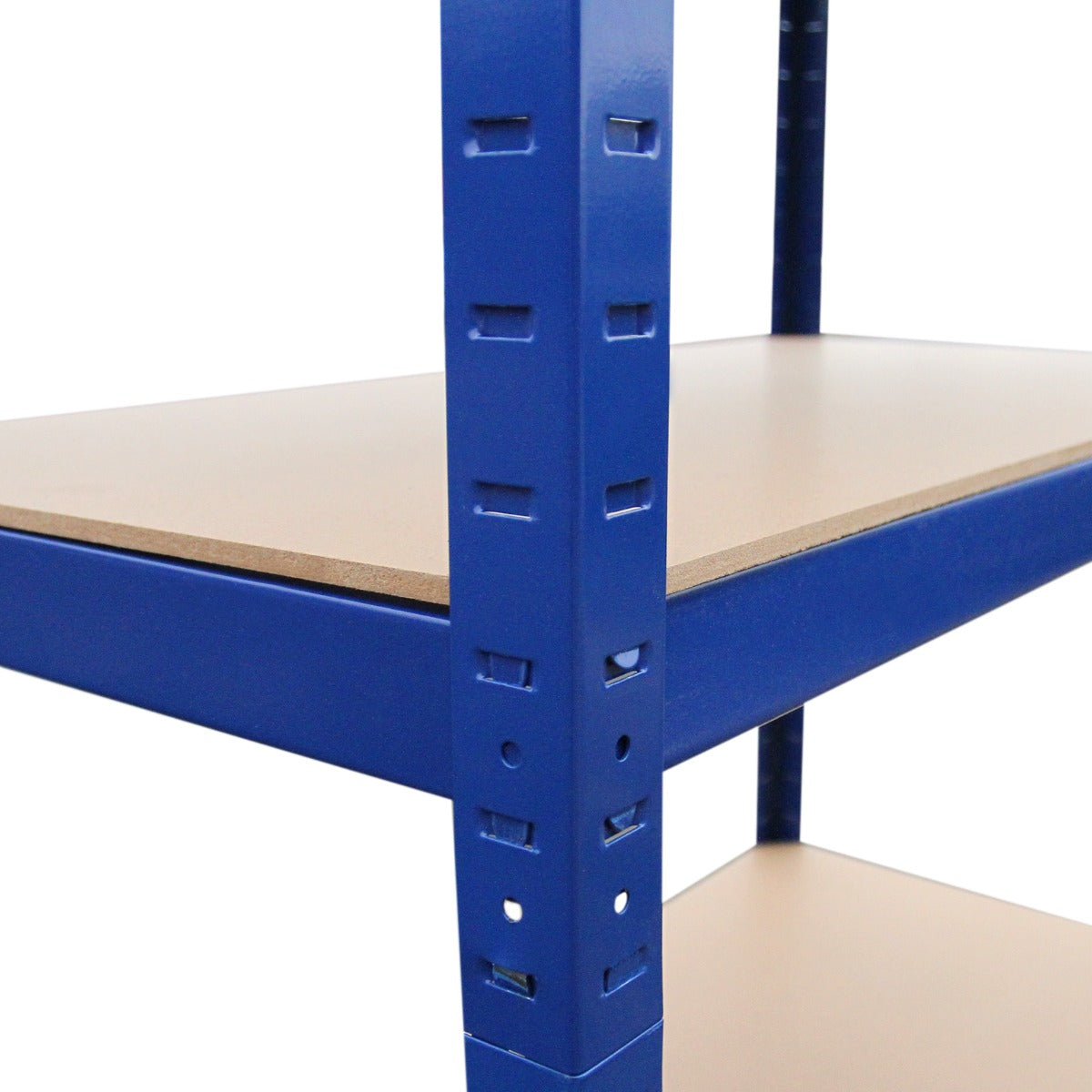 Blauwe metalen stellingkast met stevige planken van MDF, ideaal voor opslag en organisatie, afmetingen 90cm x 45cm x 180cm