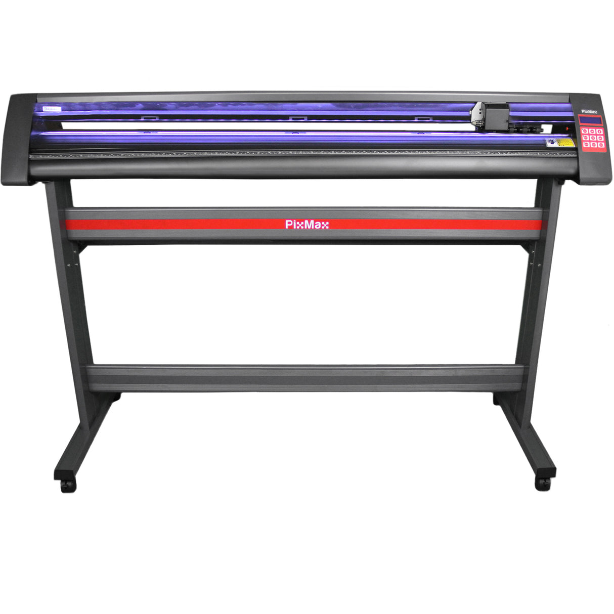 Vinylsnijder met LED-verlichting, 1350mm breed, zwart met rode accenten, stevige metalen basis, ideaal voor precisiewerk en creatief snijden