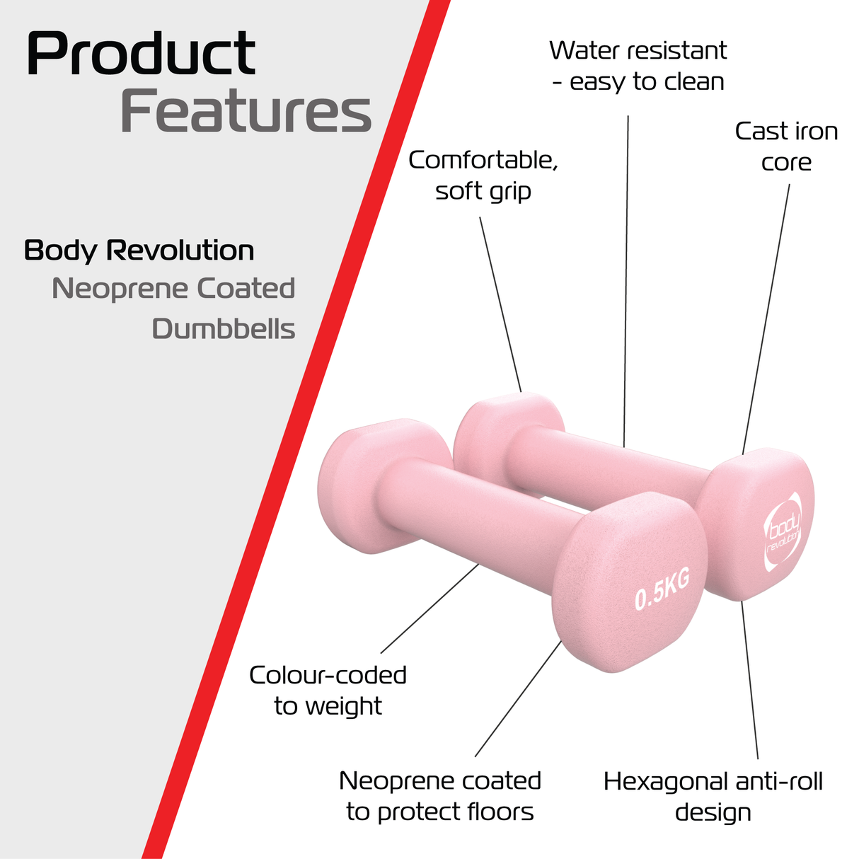 Neopreen Halters 2 x 0,5 kg