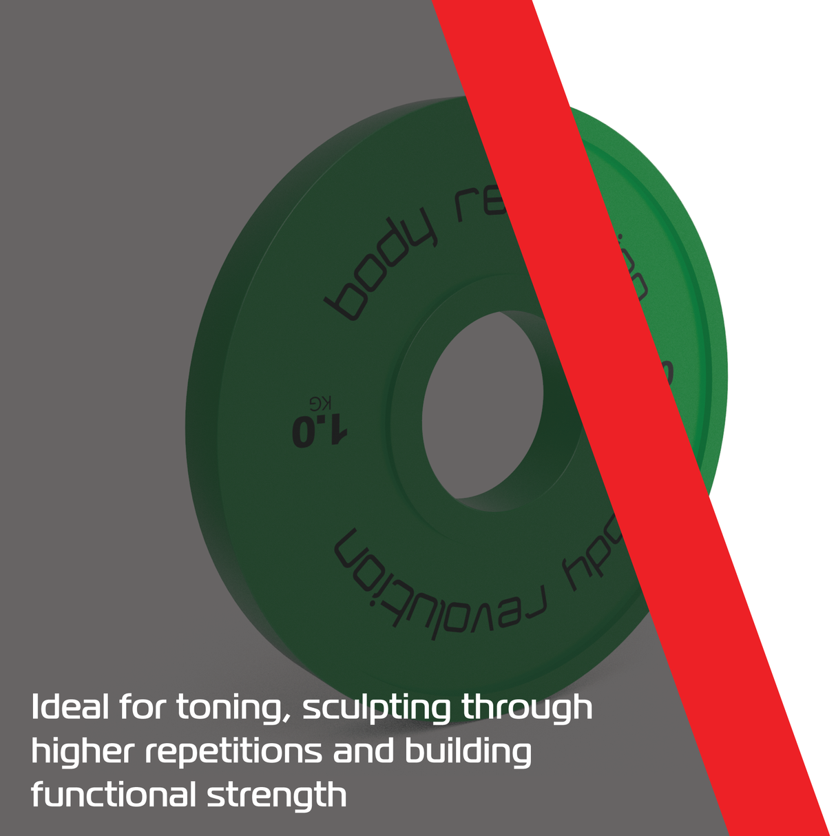 Groene fractionele halterschijf van 1 kg met een gladde textuur, ideaal voor krachttraining en functionele fitnessoefeningen