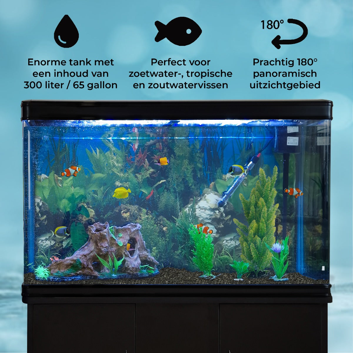 Aquarium & Meubel set 300L - 120x70x39 cm - Zwart