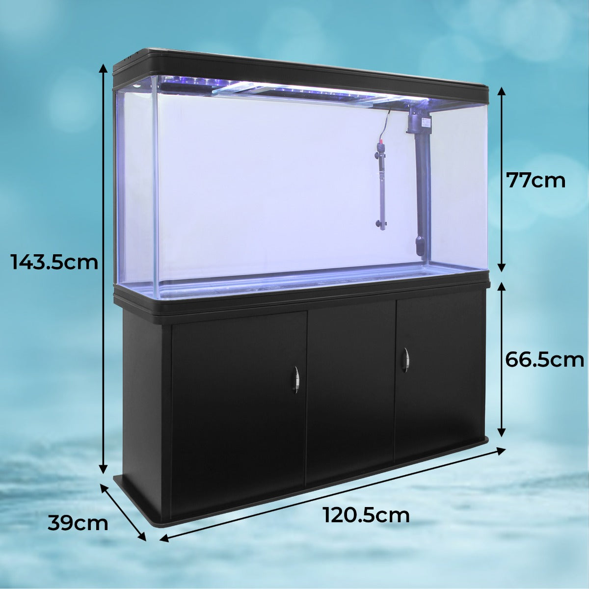 Aquarium 300 L + Meubel - Starterset - Zwart grind