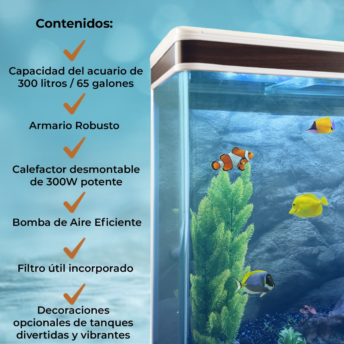 Aquarium 300 L Wit + Meubel - Starterset - Zwart grind