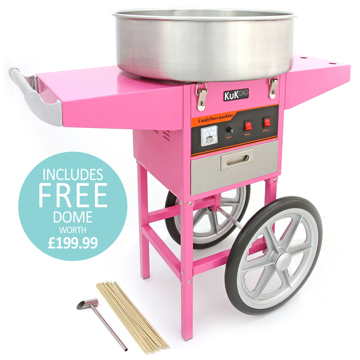KuKoo Suikerspin Machine met Kar/Onderstel