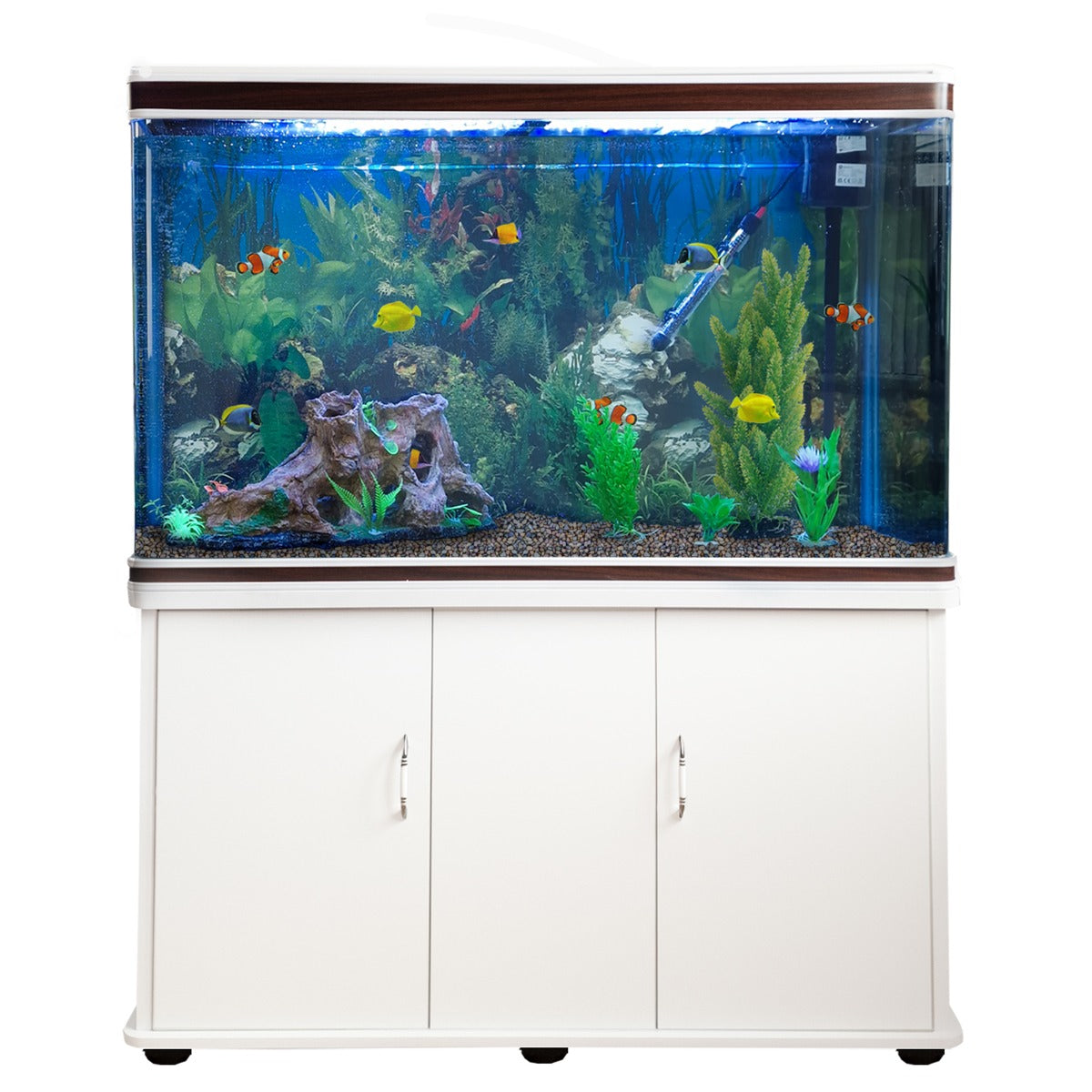 Aquarium 300 L Wit + Meubel - Starterset - naturel grind