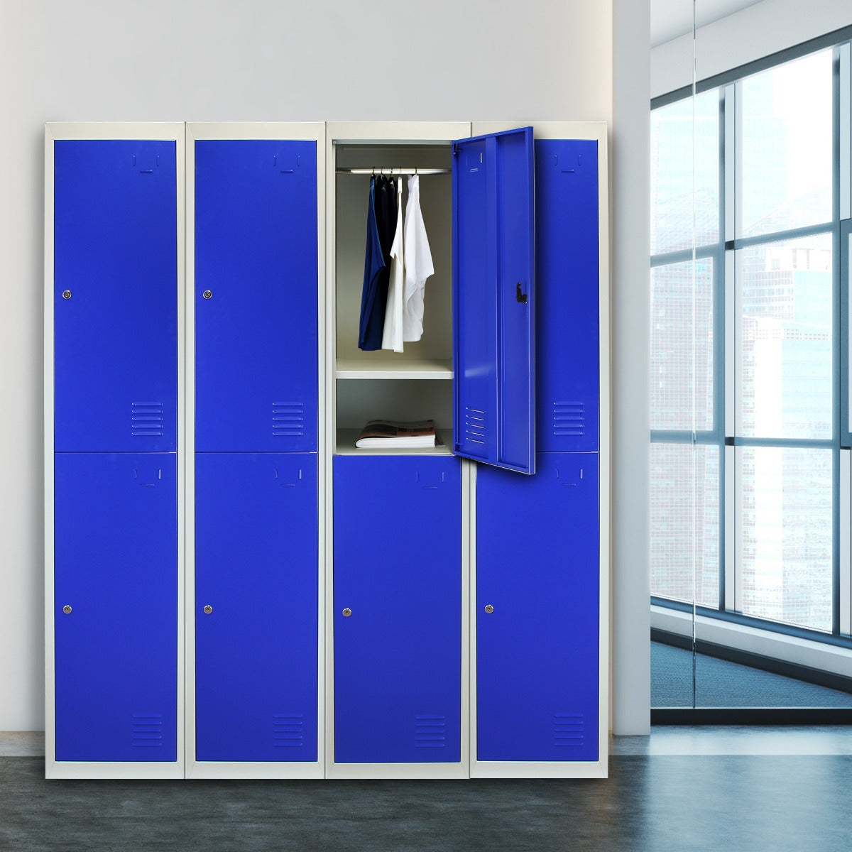 Lockerkast Metaal - Blauw - Tweedeurs - Flatpack