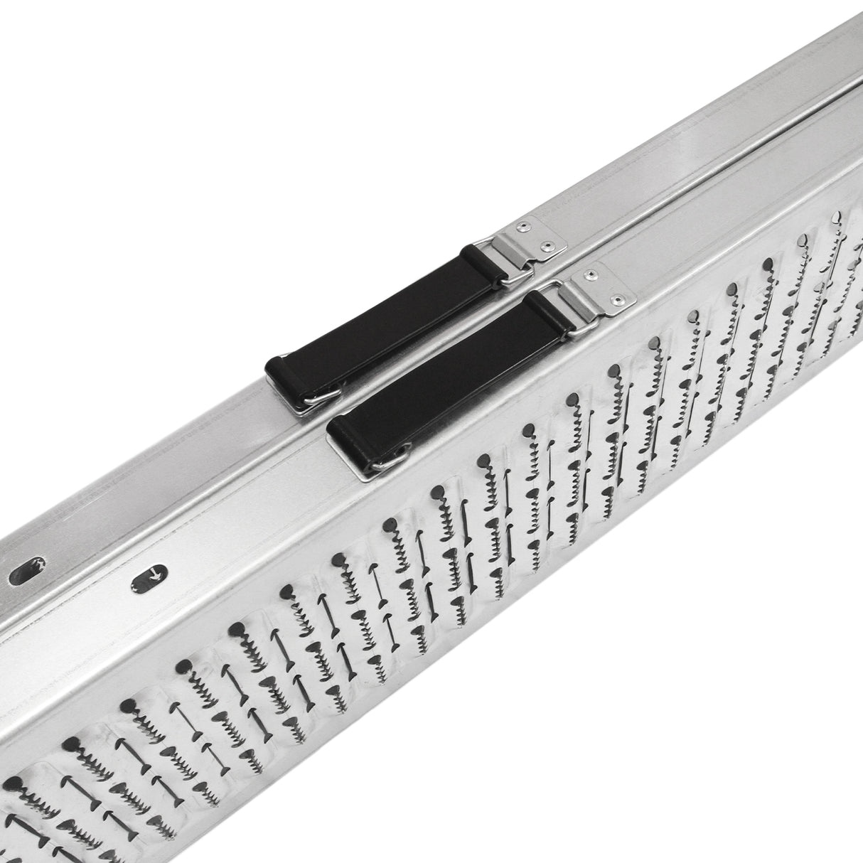 Opvouwbare motor oprijplaten van T-Mech, gemaakt van lichtgewicht aluminium met antislip oppervlak en stevige handgrepen voor veilig gebruik