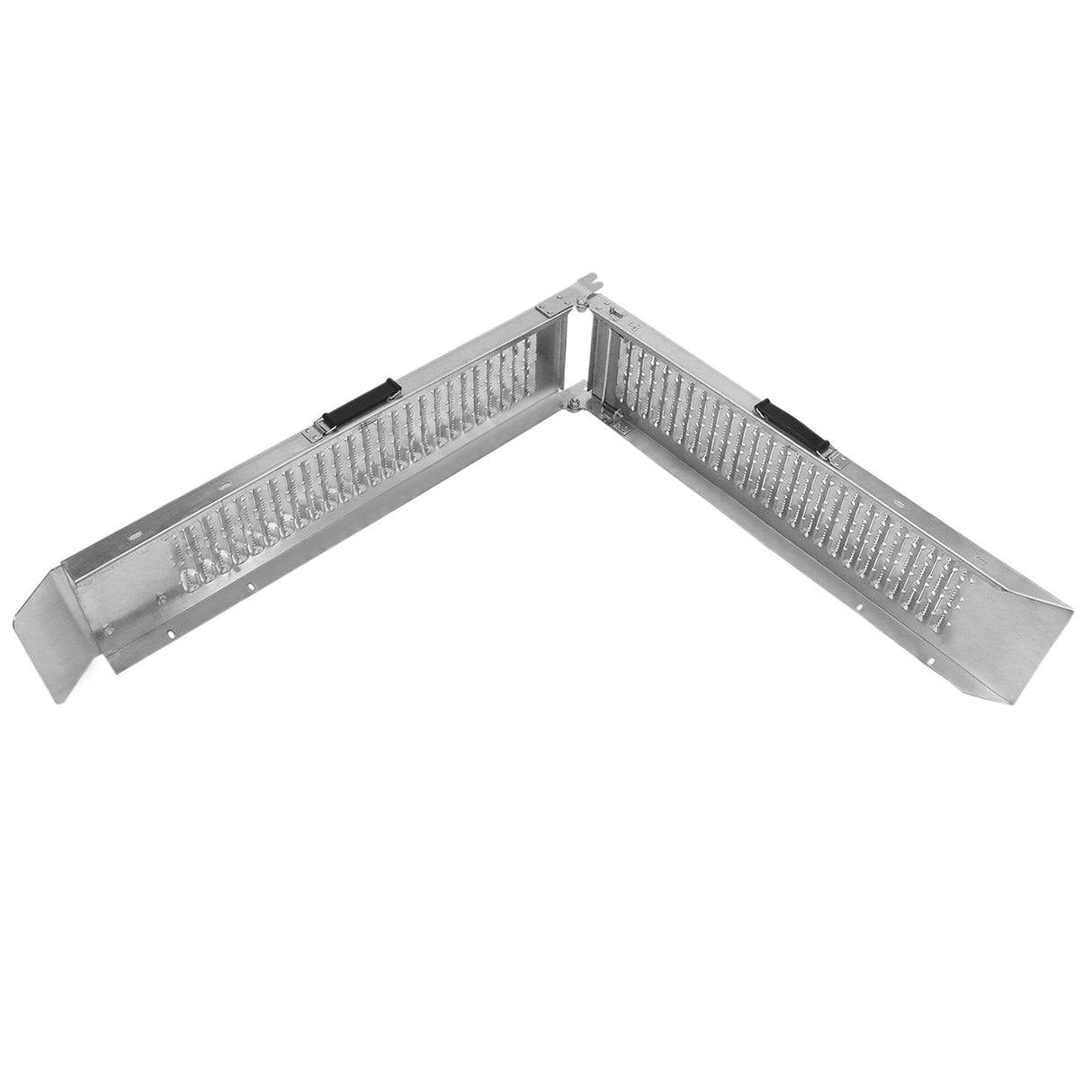 Opvouwbare motor oprijplaten van aluminium, met een stevige structuur en antislip oppervlak, in een L-vormige configuratie