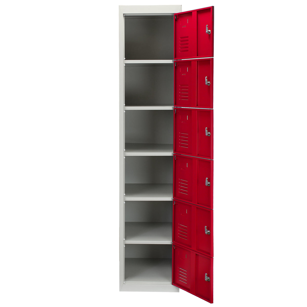 Lockerkast Metaal - Zesdeurs - Rood - Flatpack