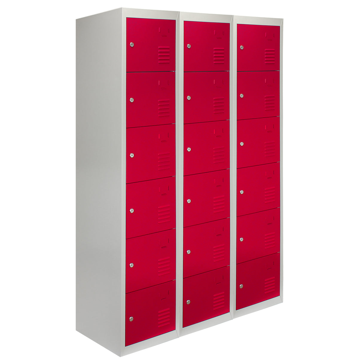 3 x Lockerkast Metaal - Rood - Zesdeurs - Flatpack