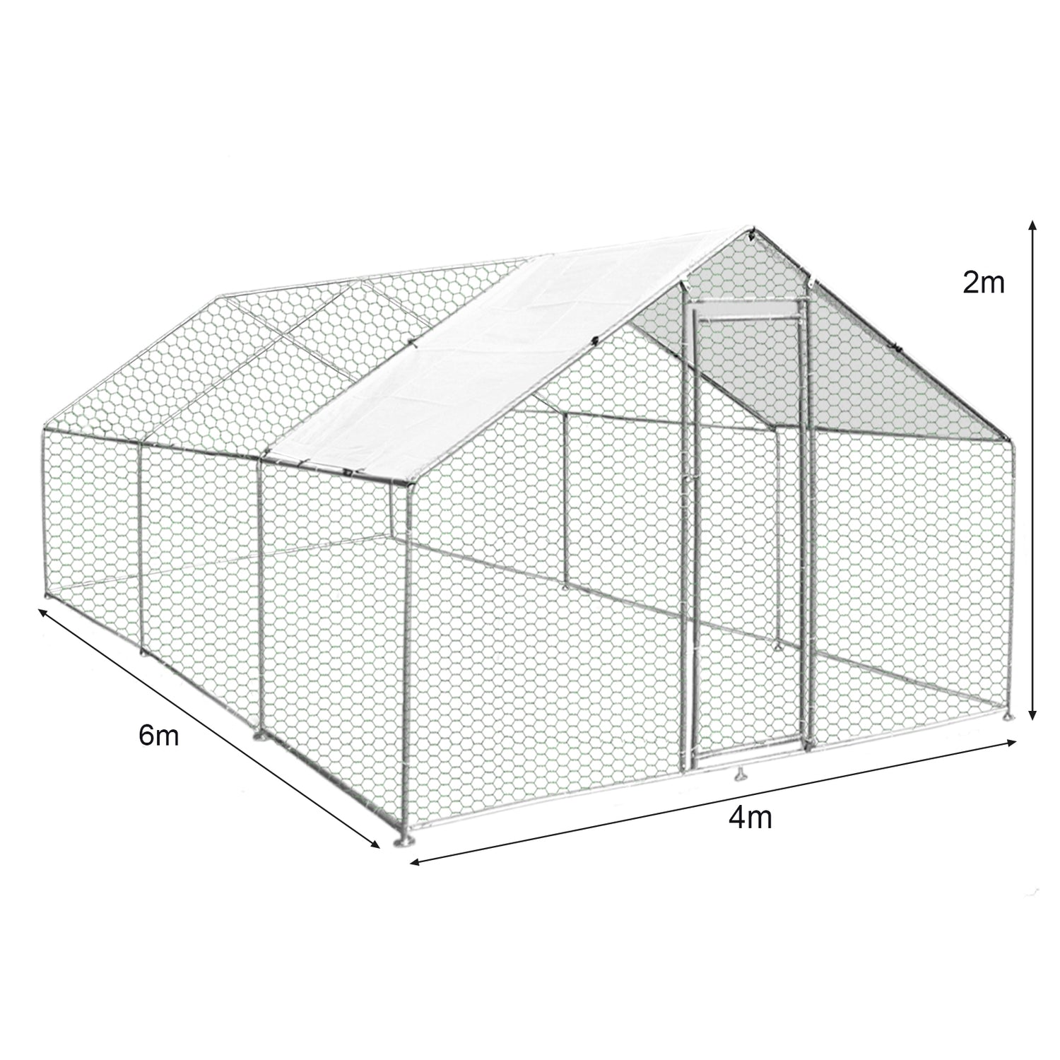 Kippenren Vrijstaand 4m x 6m x 2m
