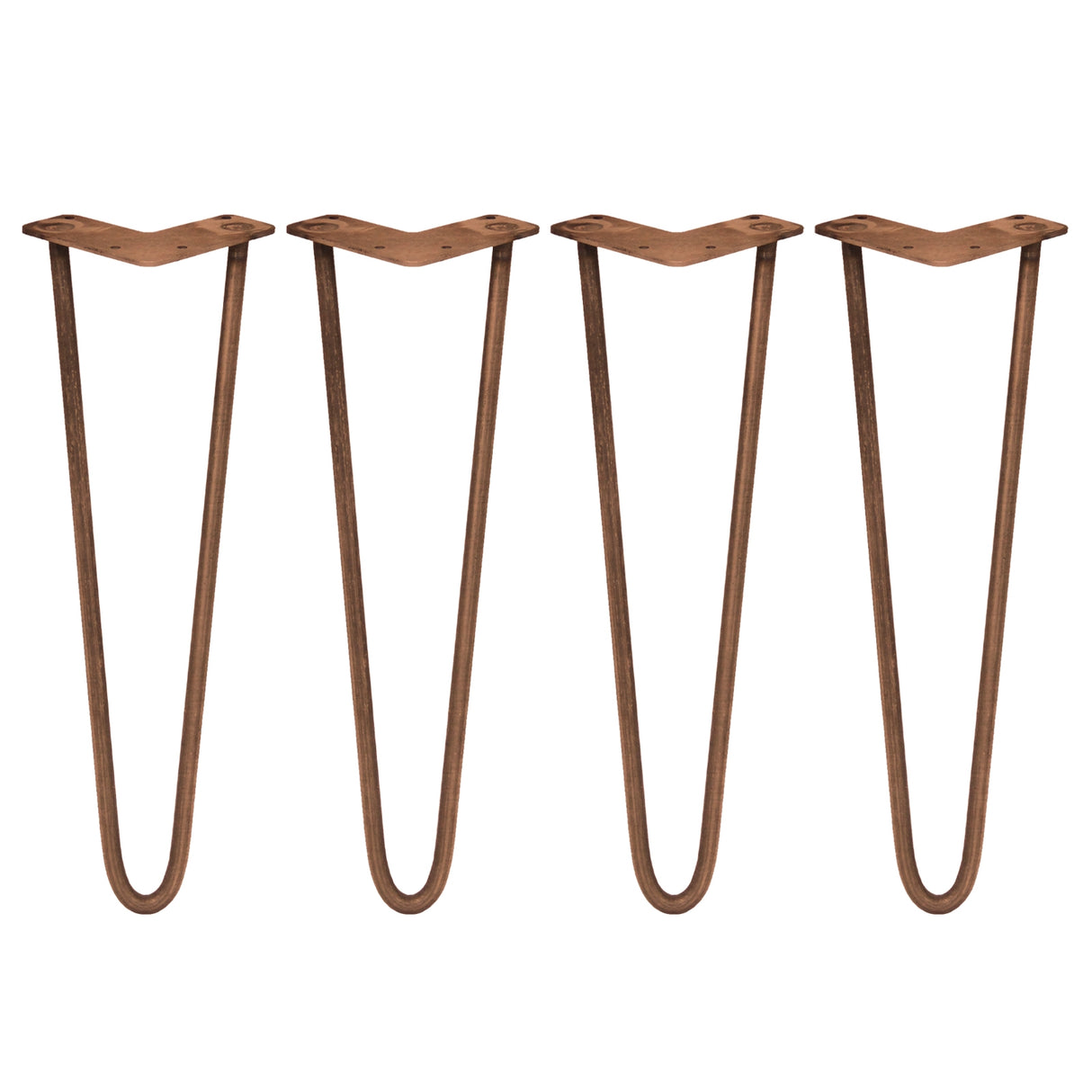 Vier antiek koperkleurige hairpin tafelpoten van 40,6 cm met een slanke, gebogen vorm en stevige 10 mm staven voor meubels