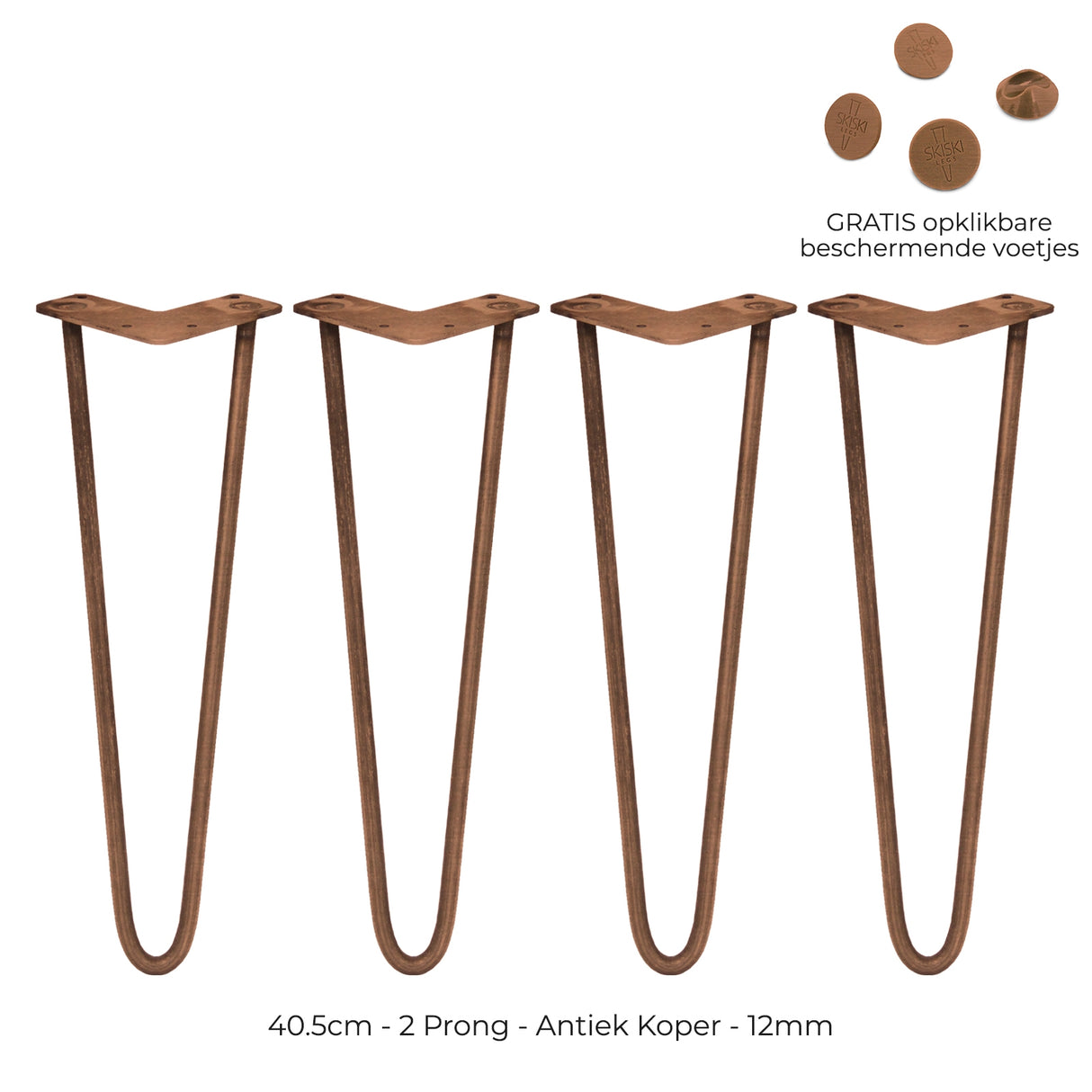 4 x 40.6 cm Hairpin Tafelpoten - Antiek Koper - 2 Ledig - 12 mm