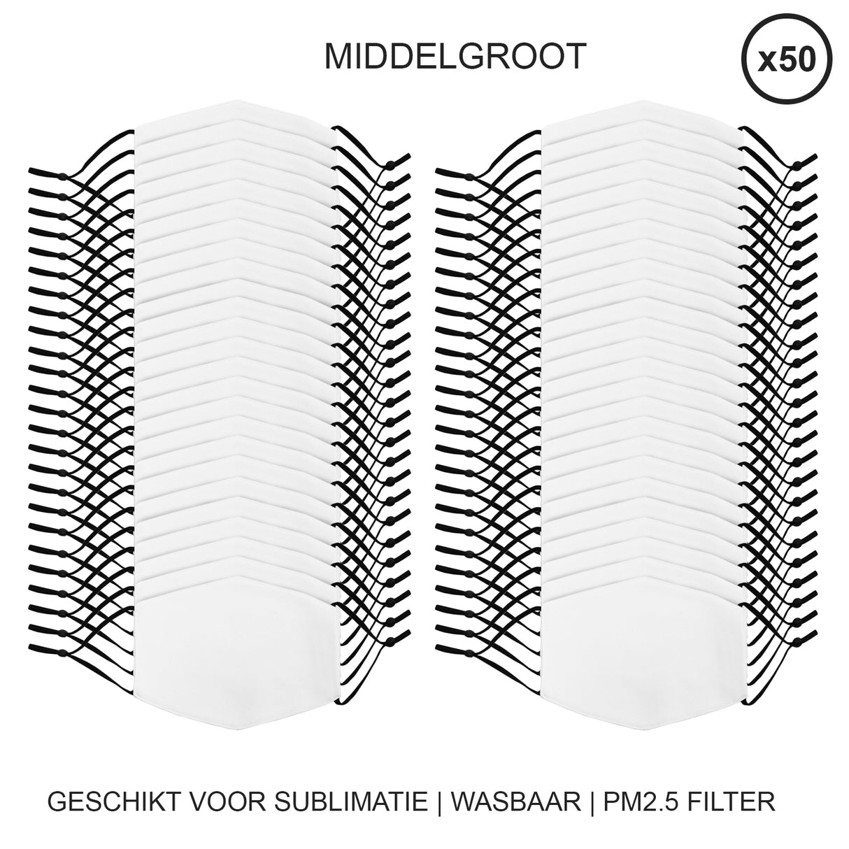 Sublimatie mondkapjes - Medium - Set 50