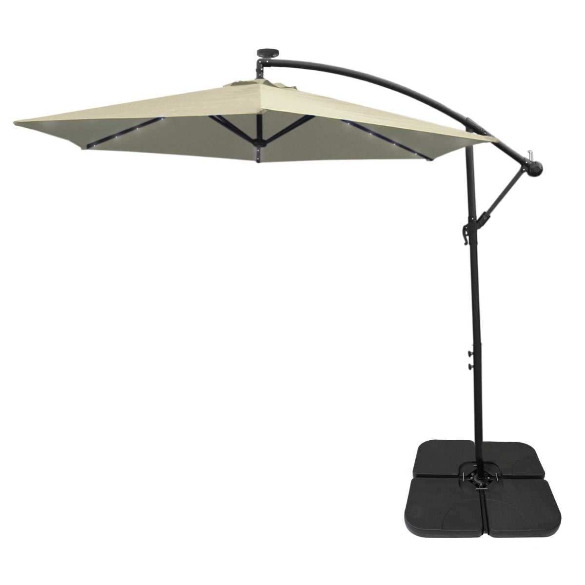Crème 3m LED Zweefparasol met een eenvoudige voet