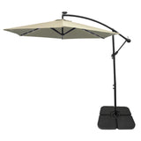 Crème 3m LED Zweefparasol met een eenvoudige voet