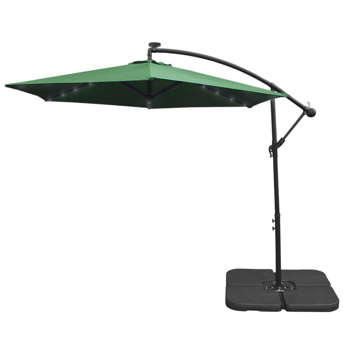 Groen 3m LED Zweefparasol met een eenvoudige voet